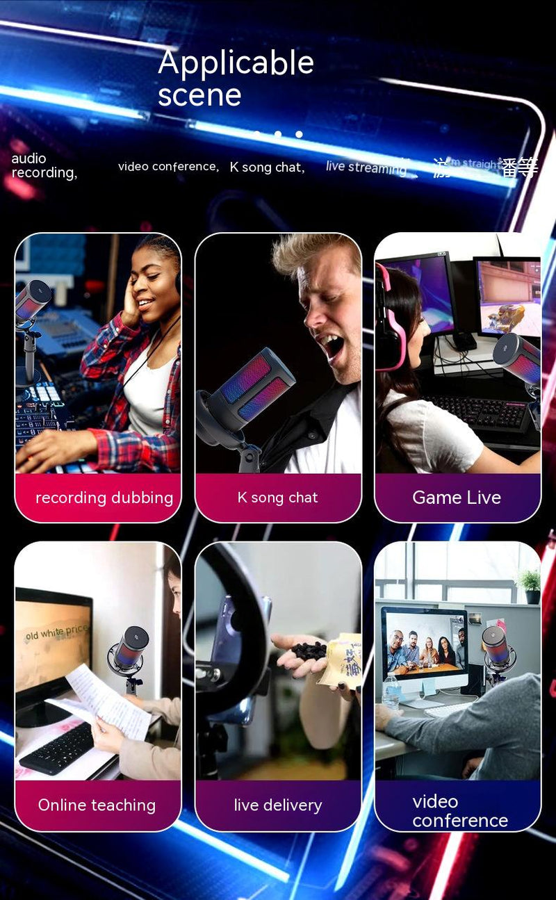 Condenser Microphone RGB Colorful Live Broadcast Wired Microphone